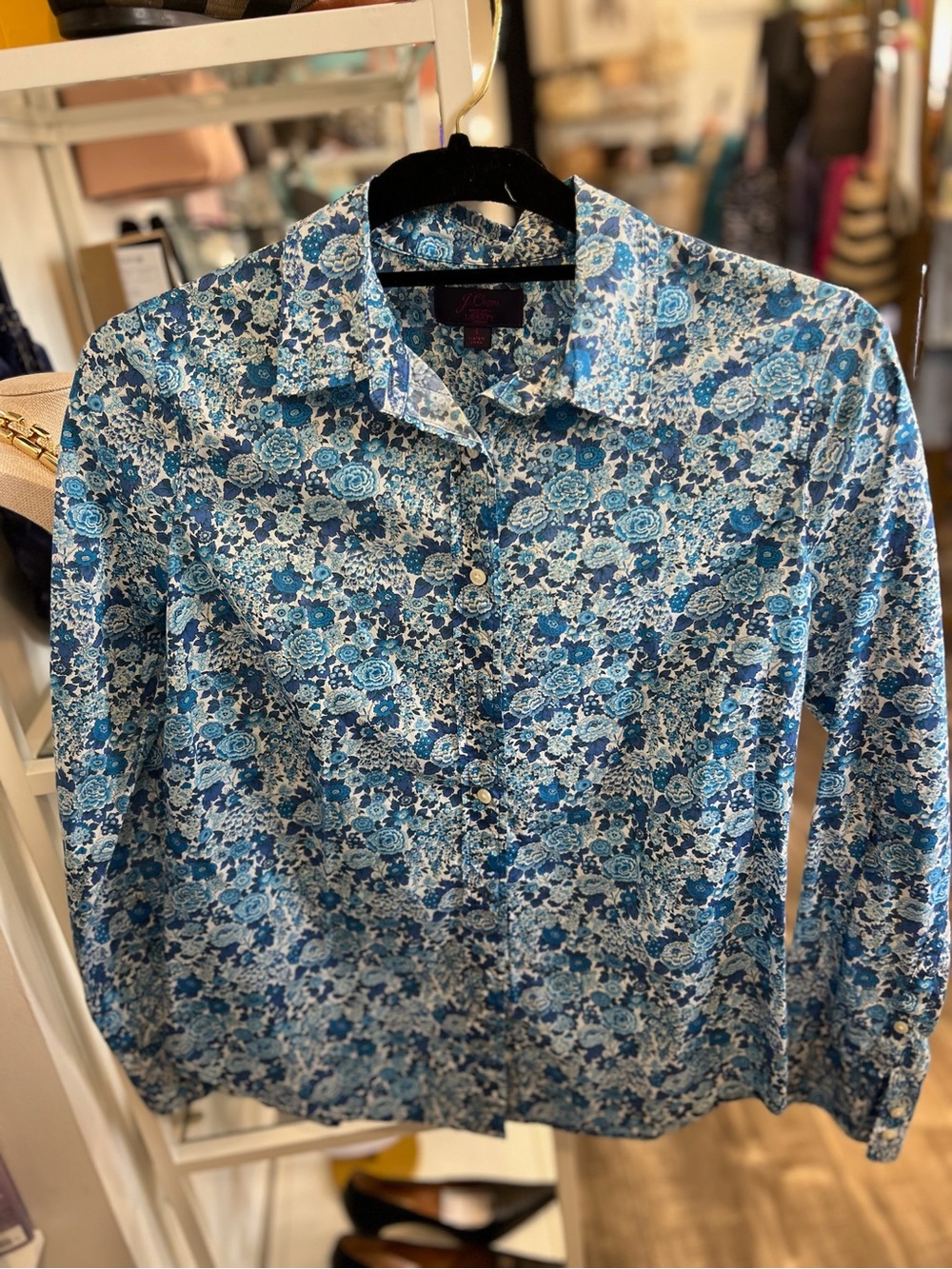 J. Crew Blue Floral Button-Down Shirt - Picture 2 of 5